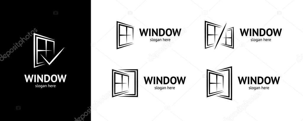 Stylish window logo set. Vector.