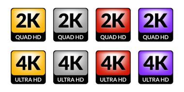 2k and 4k icon set. Vector. clipart