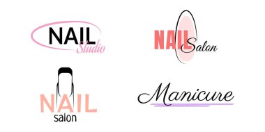 Moda manikür logosu seti. Vektör illüstrasyonu.