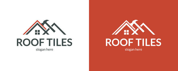 Creative roof tiles logo. Vector illustration.