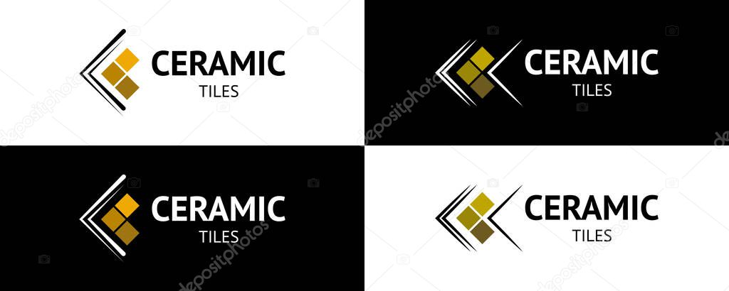 Trendy geometric ceramic tiles logotype. Vector.