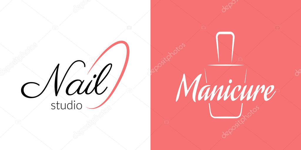 Creative manicure logo set. Vector illustration.