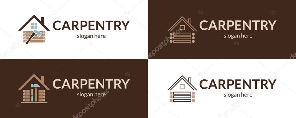 Carpentry logo set. Vector illustration.