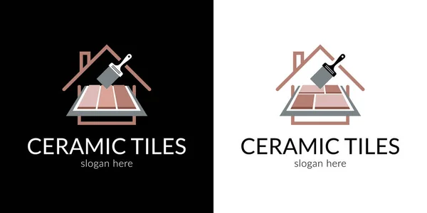 Stylowe Logo Płytek Ceramicznych Perspektywie Wektor — Wektor stockowy