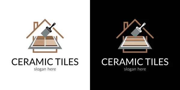 Bakış açısına göre seramik fayans logosu. Vektör.