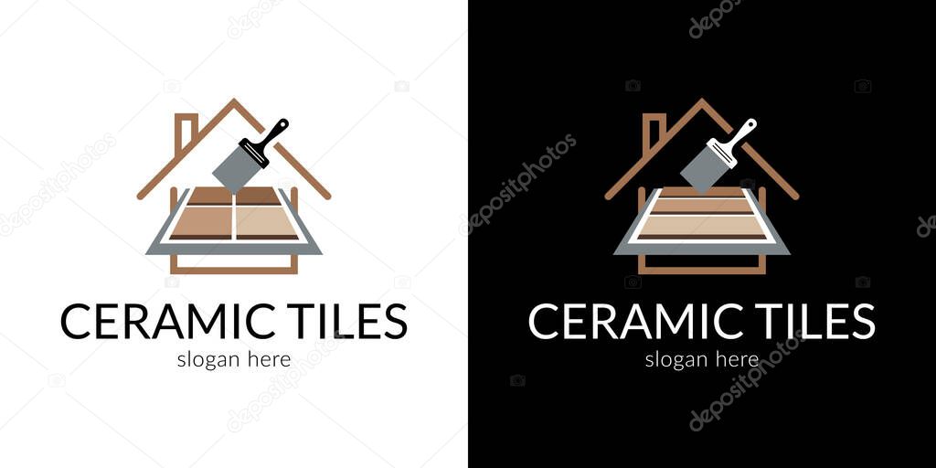 Ceramic tiles logo in perspective. Vector.