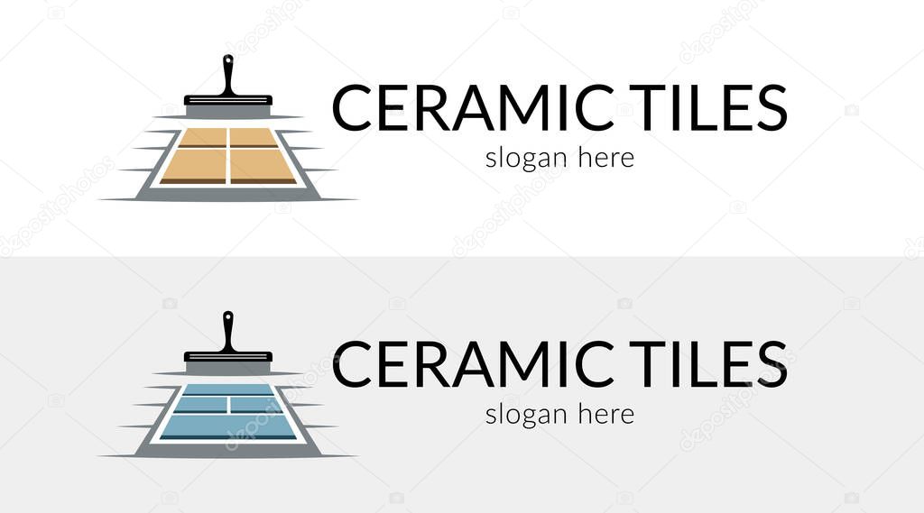 Modern ceramic tiles logo in perspective. Vector.