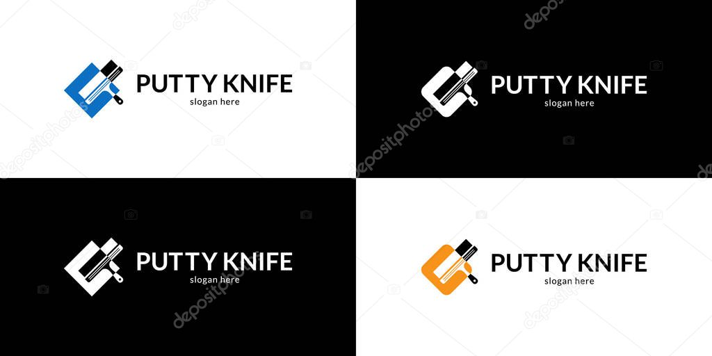 Trendy putty knifes logo. Vector illustration.