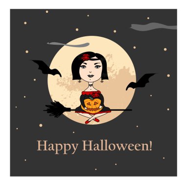 Halloween bir cadı illüstrasyon