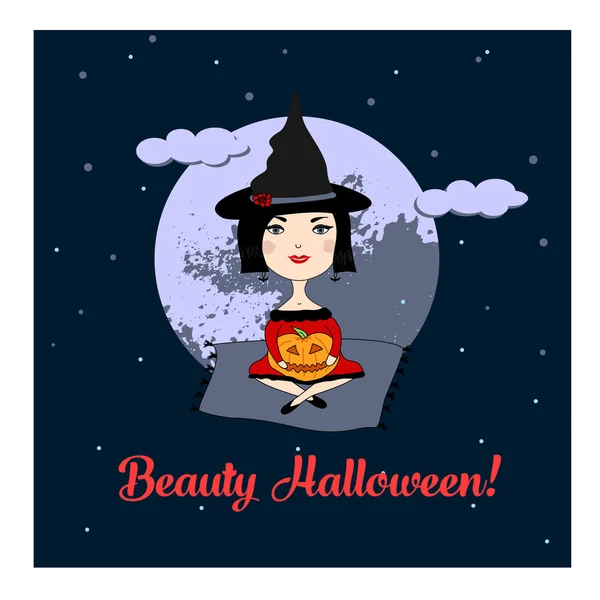 Ilustracja czarownicy na Halloween — Wektor stockowy