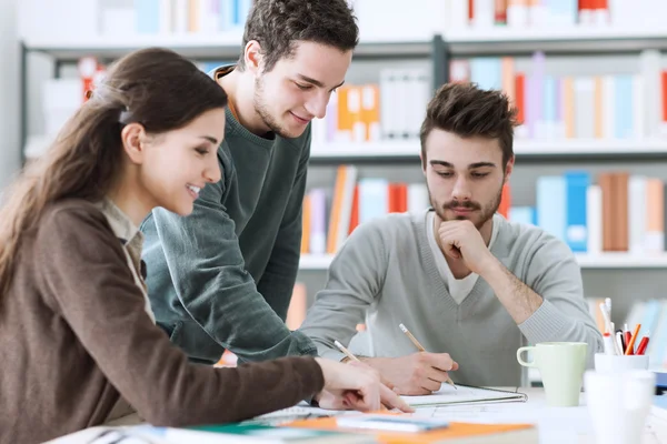 Estudiantes que trabajan en un proyecto — Foto de Stock