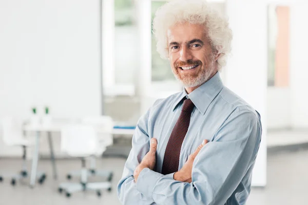 Empresário confiante posando no escritório — Fotografia de Stock