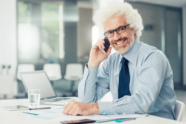 Smiling businessman on the phone — Stock Photo, Image