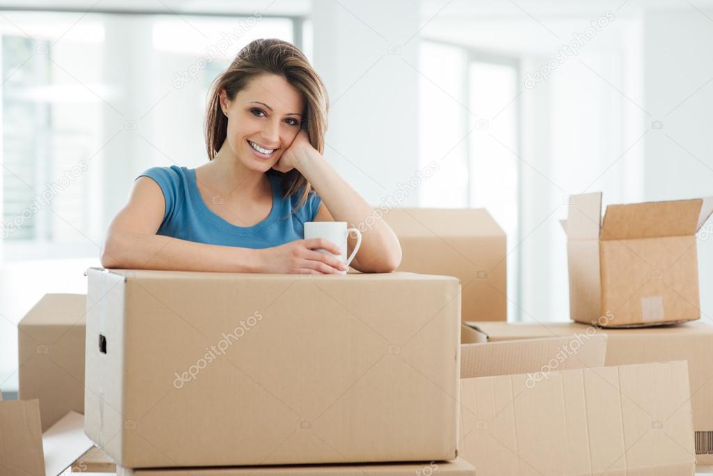 Woman moving in her new house