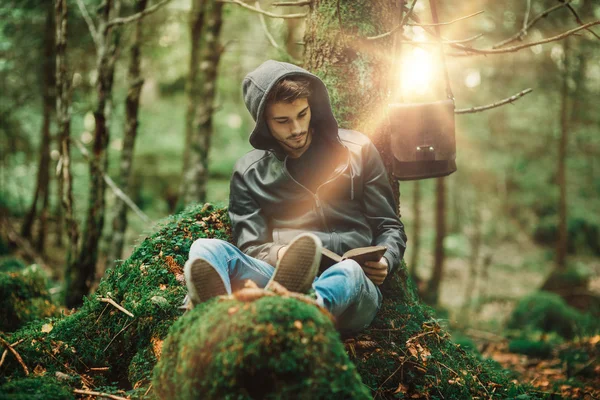 Lesing i naturen – stockfoto