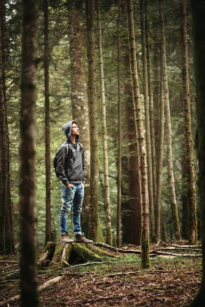 Gemaskerde man poseren in het bos — Stockfoto