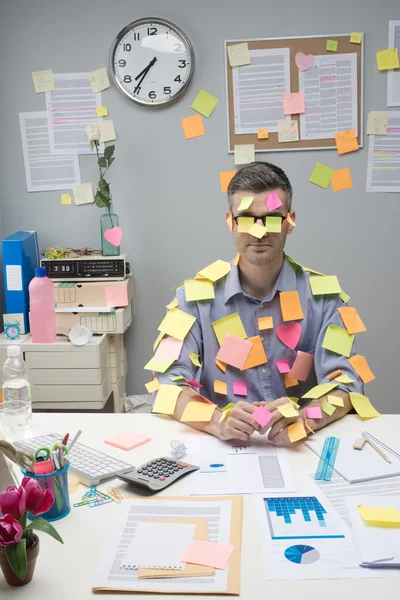 Busy white collar covered with stick notes — Stock Photo, Image