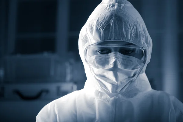 Researcher in hazmat suit — Stock Photo, Image