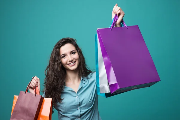 Carino giovane donna shopping — Foto Stock