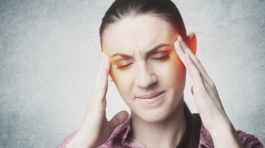Woman with headache clipart