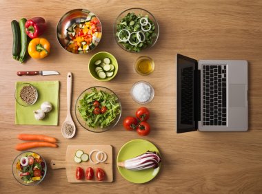 Vegetarian healthy food online recipes clipart