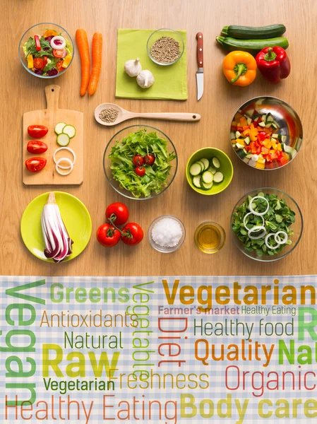 Friske vegetariske spisebegreper – stockfoto