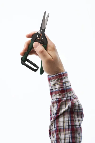 Hand holding pruning shears — Stock Photo, Image