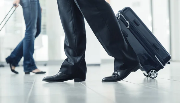 Passengers moving with luggage — Stok fotoğraf