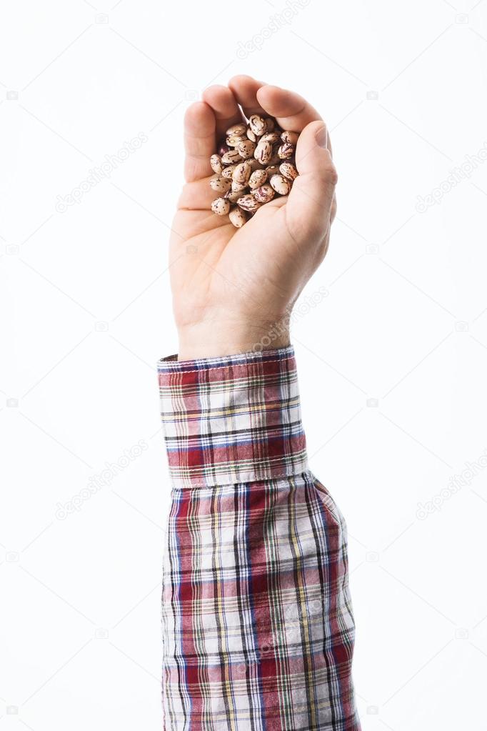 Hand holding seeds
