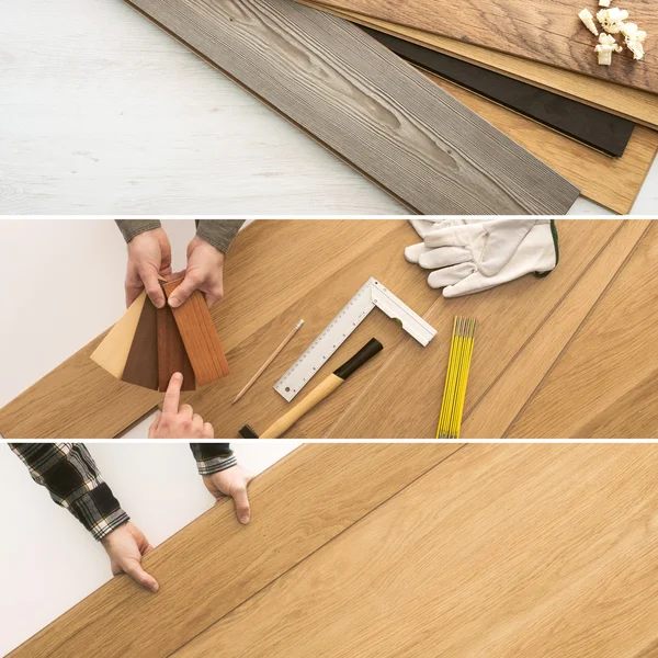 Flooring installation at home — Stock Photo, Image