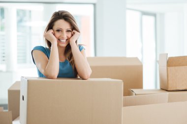 Woman moving in her new house