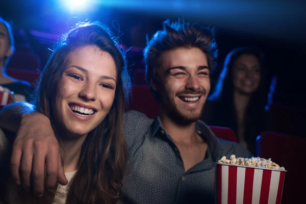 Happy couple in the movie theater — Stock Photo, Image