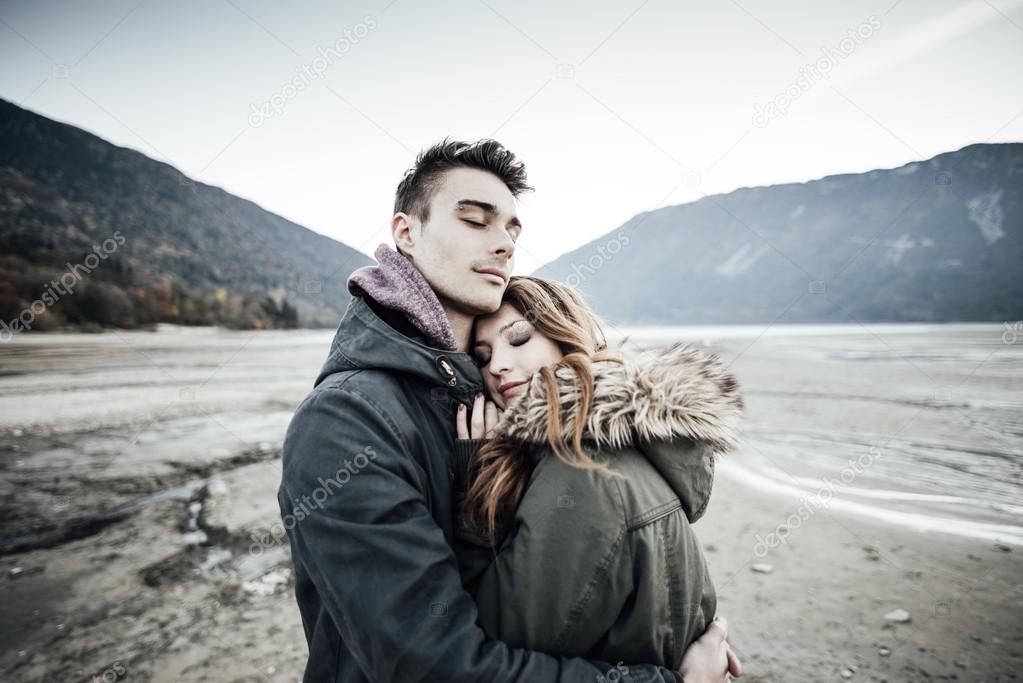 Loving couple hugging