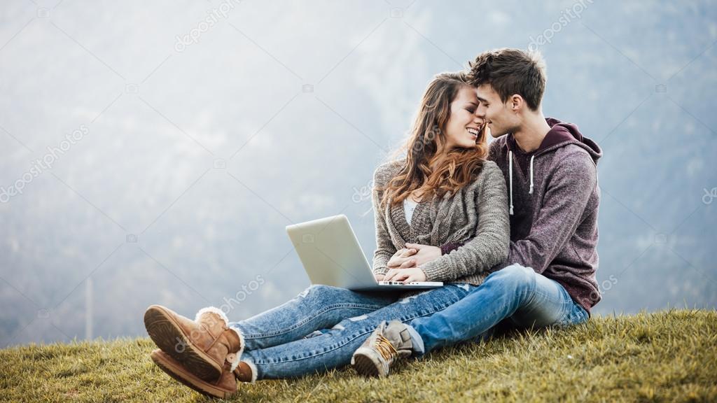 Young couple kissing