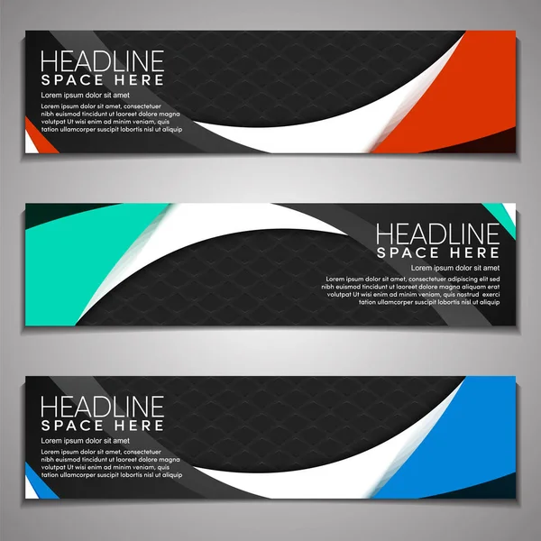 Web Banner Etiketiyle Modern Şirket Ofis Şablonu Yatay Tasarım Black — Stok Vektör