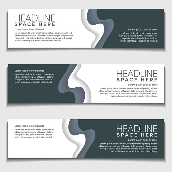 Header Web Banner Plantilla Fondo Gradiente Suave Negro Gris Moderno — Vector de stock