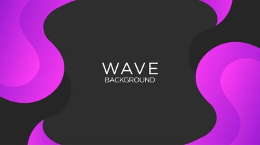 Sıvı Dalgalı Arka plan Şablonu. Siyah, Violet, Mor Gradyan Rengi.