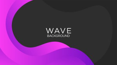 Sıvı Dalgalı Arka plan Şablonu. Siyah, Violet, Mor Gradyan Rengi.