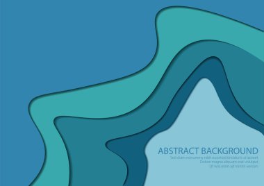 Kağıt kesiği Mavi Renk Soyut Çizgi Dalgası. Grafik Vektörü Tasarım