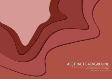 Kağıt kesiği Kırmızı Renk Soyut Çizgi Dalgası. Grafik Vektörü Tasarım