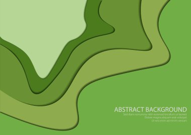 Kağıt kesiği Yeşil Renk Soyut Çizgi Dalgası. Grafik Vektörü Tasarım