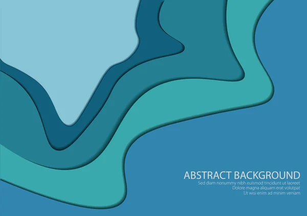 Papier Découpé Forme Bleu Couleur Abstrait Ligne Onde Conception Vecteur — Image vectorielle