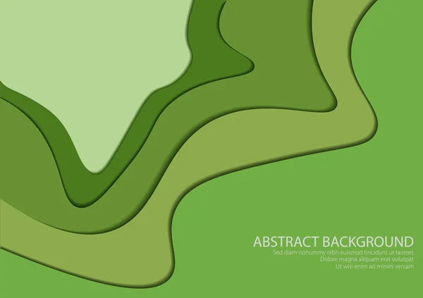 Papier Gesneden Vorm Groene Kleur Abstracte Lijn Golf Ontwerp Grafische — Stockvector