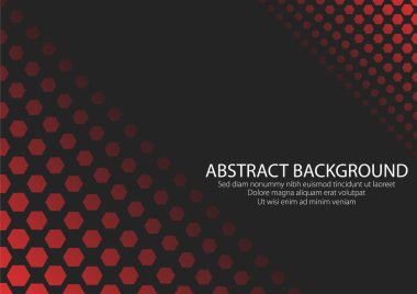 Kırmızı renkli, altıgen şekilli siyah arkaplan. Modern Tasarım Grafik Vektörü.