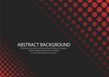 Kırmızı renkli, altıgen şekilli siyah arkaplan. Modern Tasarım Grafik Vektörü.