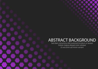 Mor Altıgen Şekil Taraflı Siyah Arkaplan. Modern Tasarım Grafik Vektörü.