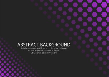 Mor Altıgen Şekil Taraflı Siyah Arkaplan. Modern Tasarım Grafik Vektörü.