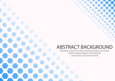 Mavi renkli, altıgen şekilli beyaz arkaplan. Modern Tasarım Grafik Vektörü.