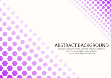 Mor renkli, altıgen şekilli beyaz arkaplan. Modern Tasarım Grafik Vektörü.