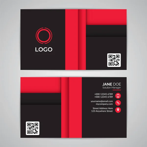 Red Abstract Geometric Modern Simple Business Card Template Design Graphic — Stock Vector